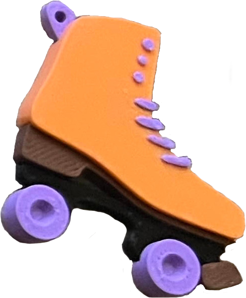 Orange roller skate themed pinball trinket